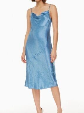 Aritzia - Babaton Evie Satin Blue Midi Dress